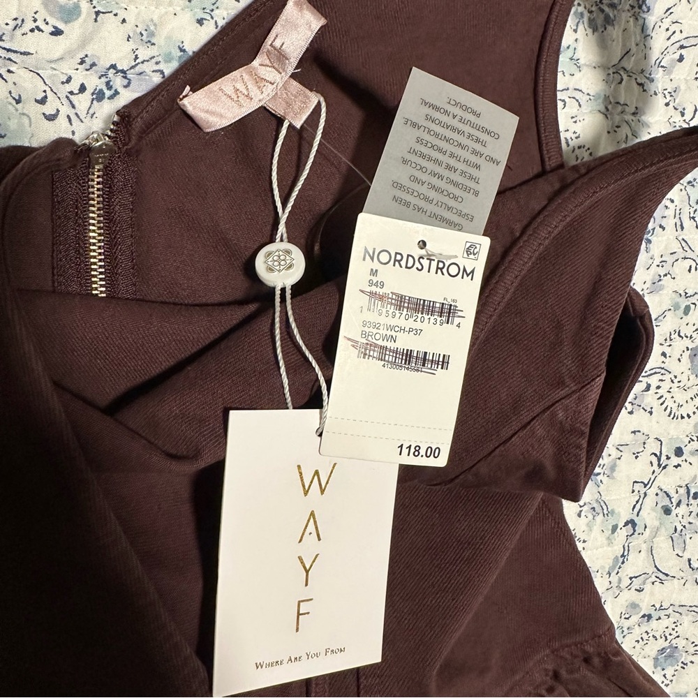 WAYF Amelia Denim Midi Dress Brown Women’s Medium 🤎 - Picture 7 of 11